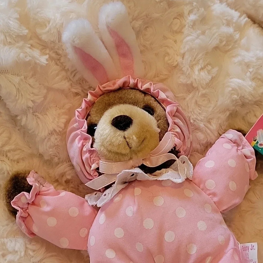 🌴3/$15🌴 Vintage Pink Polka Dot Papel Bearly Bunny Jr in costume kids - Picture 2 of 15